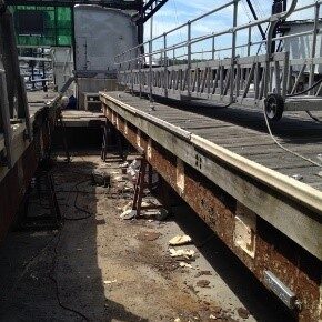 alternate angle of flotation foam filling derecktor shipyards dock